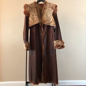 Fur Trimmed Brown Coat